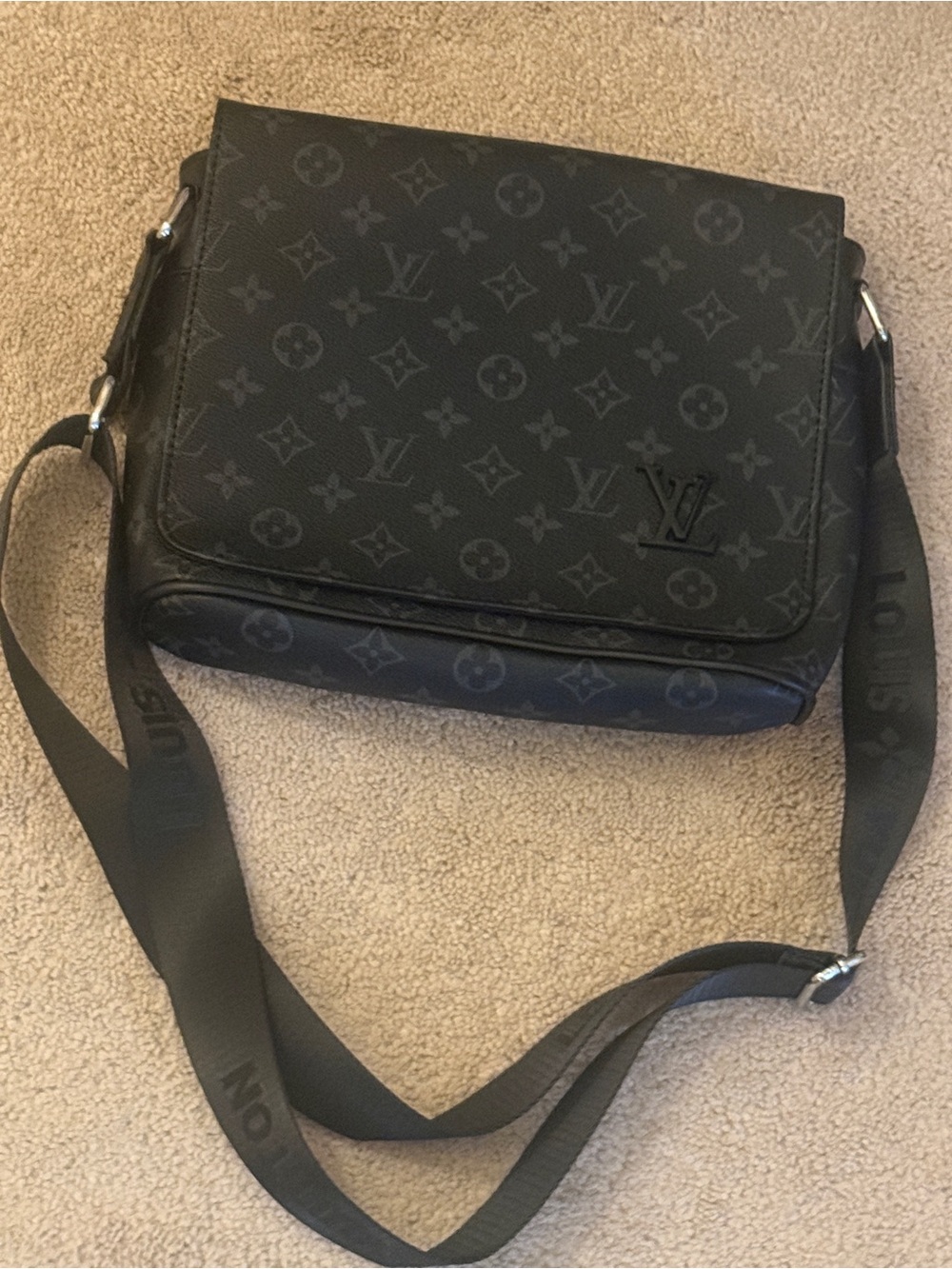 Louis Vuitton Black Monogram Eclipse Messenger Bag - Picture 1 of 4